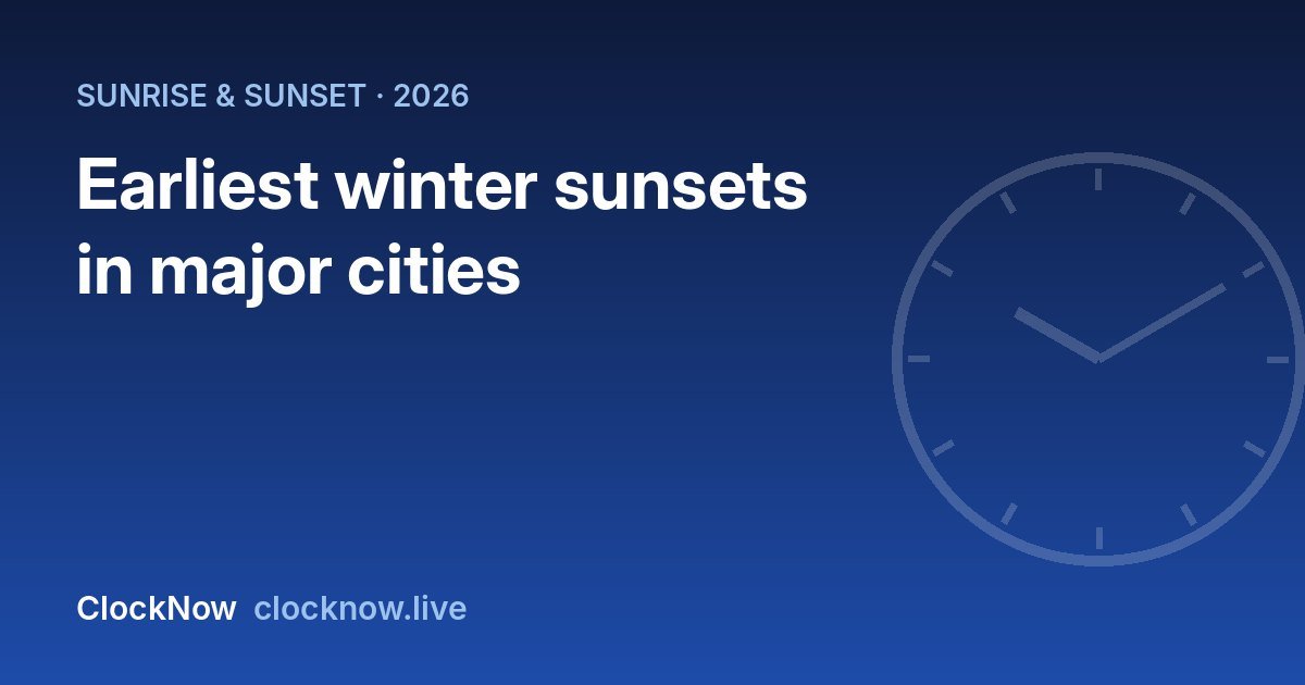 Featured image: earliest winter sunset major cities